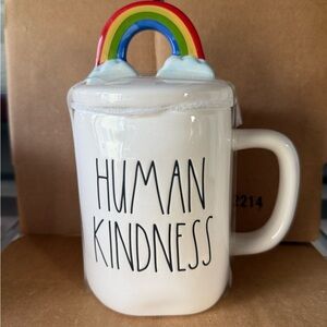 Rae Dunn White Mug with Rainbow Handle